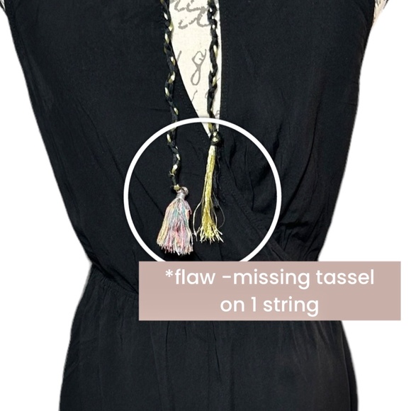 Women's | Eyeshadow | Black Embroidered Sleeveless Midi Wrap Style Dress - M - Picture 6 of 8